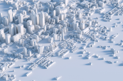 Une ville avec des grattes-ciel en 3D