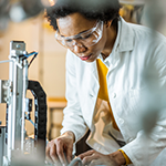 A scientist woman working on quantum processor