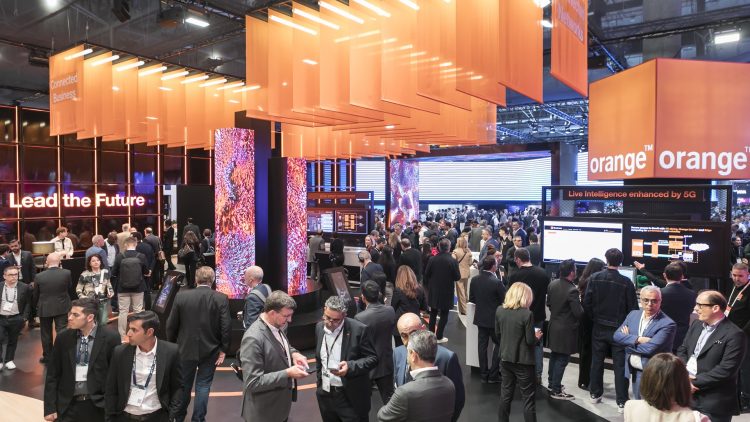 The Orange booth at the Mobile World Congress 2025