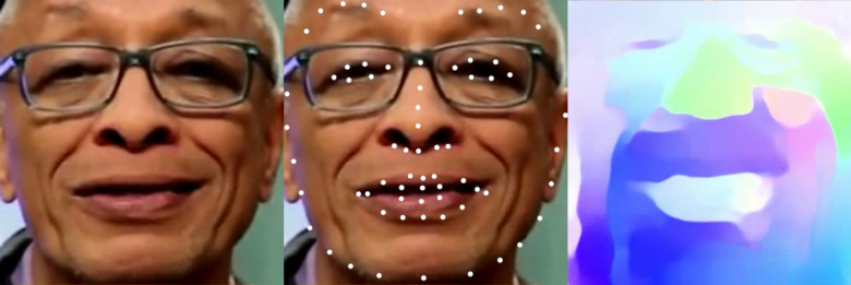 Figure 2: Illustration showing the points of interest on a face being detected and predicting optical flow.