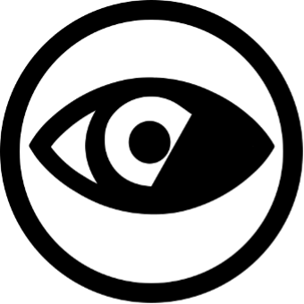  a pictogram representing a partially obscured eye
