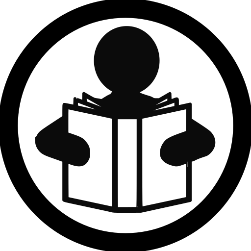  a pictogram representing a person holding an open book with both hands