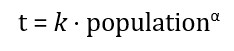 t = k ⋅ populationα